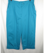 Plus Size 16W Vintage Harve Benard Turquoise Capri Pants, Pockets, Cuffed - £11.89 GBP