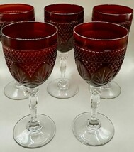 Cristal D&#39;Arques-Durand Stemmed Ruby Red Goblets (5) 8&quot; x 3-1/4&quot;  Vintag... - £40.20 GBP