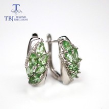 Natural green tsavorite gemstone jewelry set green garnet precious gemstone earr - £250.67 GBP