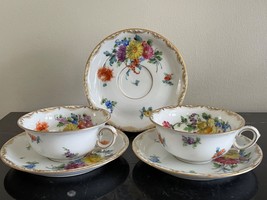 Antique Dresden Franziska Hirsch 1901-1914  Porcelain Mark Cups and Saucers - £277.87 GBP