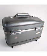 Vintage 60s American Tourister Gray-Blue Metallic Train Case Luggage Chr... - $36.84 CAD