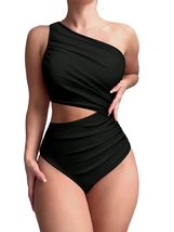 Trendy TRON Women&#39;s One-Piece Swimsuit, Asymmetric Shoulder, Hollow Out ... - $28.42