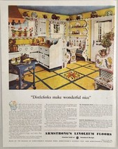 1947 Print Ad Armstrong&#39;s Linoleum Floors Pennsylvania Dutch Design Kitchen - £14.97 GBP