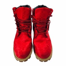Rare Timberland Boots Limited Release Red Digital-Camo 6&quot; Sz 7 US Checke... - $85.50