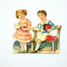 Vintage Valentine Die Cut Stand Up Victorian Girl Boy Germany 1920-30s UNSIGNED - £11.26 GBP