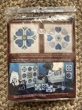Vintage 80s Paragon Creative Quilting Squares Kit Blue Hearts and Flower... - $21.00