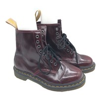 Dr. Martens 1460 Vegan Leather Boots Burgundy Lace Up Mens 7 Womens 8 - £77.75 GBP