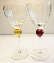 Pottery Barn Blown Optic Ball Water Goblets / Wine Glasses Set of 2 - £31.15 GBP
