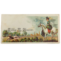 VICTORIAN CALLING CARD - woman riding horse with dog fox hunting - Tillie Knorr - £7.84 GBP