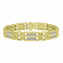 Herren 1.50CT Runder Moissanit 14K Gelb Vergoldet Link Tennis Armband 21... - $823.25