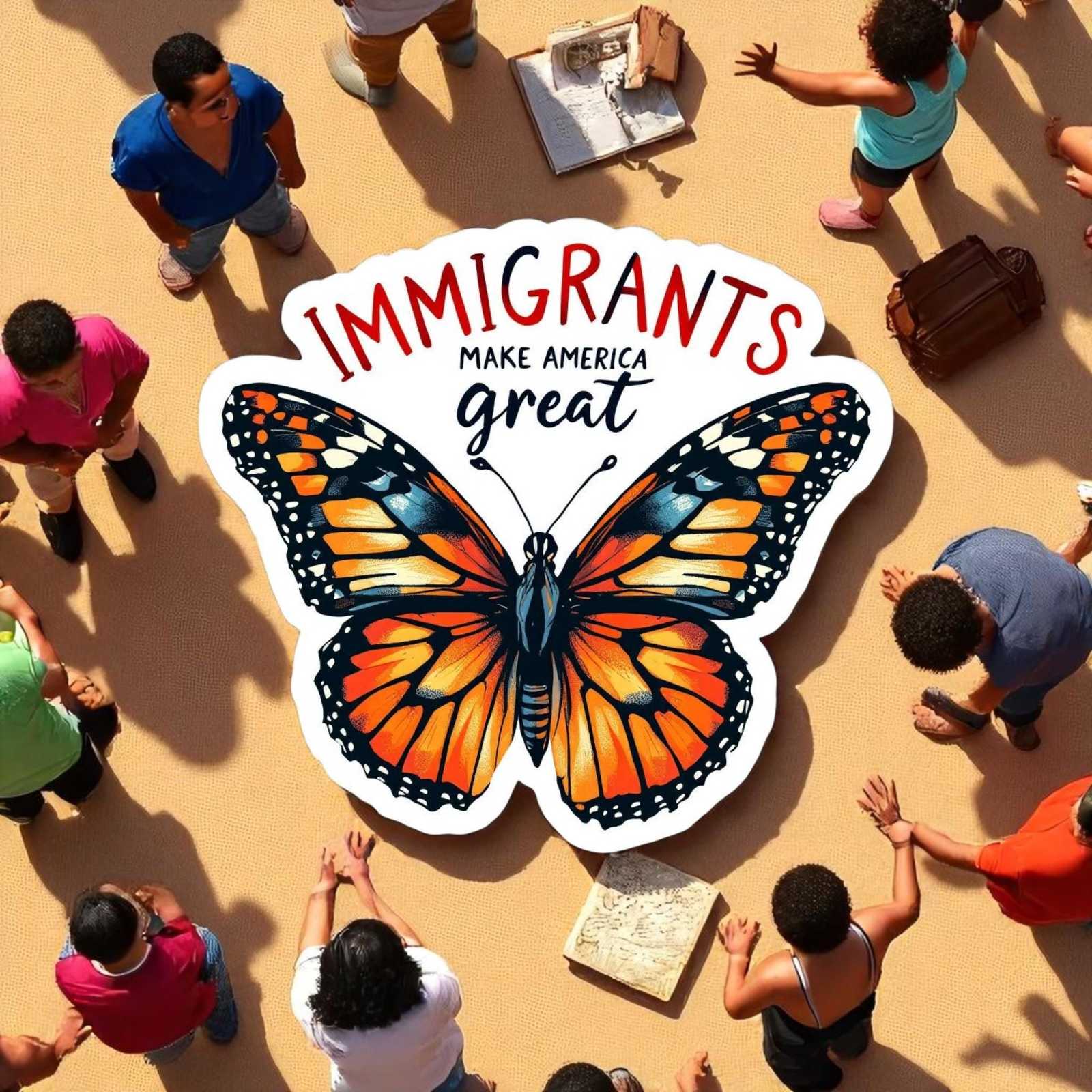 Immigrants Make America Great Butterfly Sticker | Mexico Art, Migrant St... - $4.21+