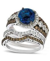 2.50 Ct Round Cut Blue Diamond Engagement Ring 14k White Gold Finish - £137.03 GBP