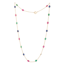 18K Multi-Gemstone Chain Necklace - £543.56 GBP