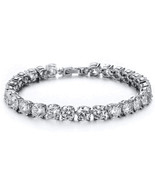 4mm 1 Row Round 5Ct Simulated Diamond Tennis Bracelet White Gold Plated ... - £74.63 GBP