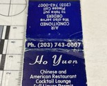Vintage Matchbook Cover  Ho Yuen Chinese  American Restaurant  Danbury, ... - $12.38