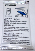 New Canon 2x3(5x 7.6cm)ZINK PaperSticky-Backed Photo Paper 10 Pack - £7.58 GBP