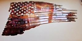 Tattered &amp; Torn American Flag - Metal Wall Art - Copper 22&quot; x 12&quot; - £57.11 GBP