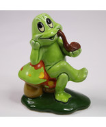 Vintage Lefton #H371 Ceramic Frog Sitting On Mushroom And Smoking Pipe F... - $22.56