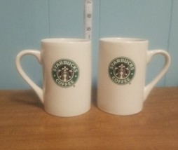 2x Starbucks 2008 Coffee Mug Cup 10 OZ White Green - £9.83 GBP