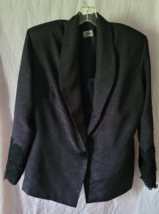 Women G Modas Black Blazer Dressy Work Funeral  Embelished Sleeve - $19.99