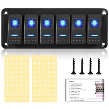 Toggle Switch Panel 6 Gang Waterproof Aluminum Switch,12V/24V Rocker Swi... - $740.67 MXN