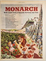 1948 Print Ad Monarch Canned Foods Luke the Lion &amp; Lucy Lion Head Label - £15.81 GBP