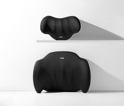 Car Pillow Set Car Seat Cushion Lumbar Seat Backrest Headrest Neckrest Black - £33.14 GBP