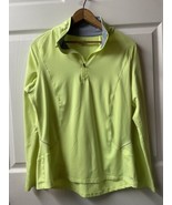 Champion Jacket Womens Large Bright Neon Yellow Quater Zip Running Jogging - $14.10