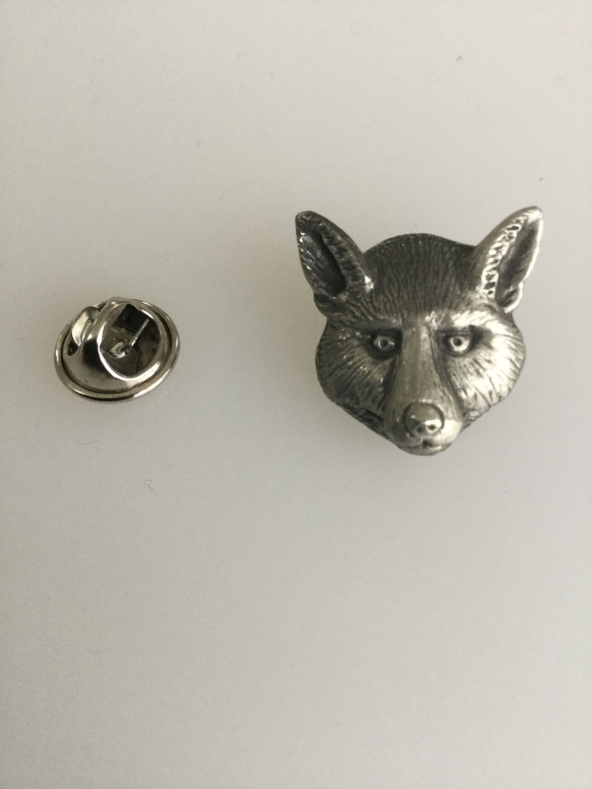 Fox Head Pewter Lapel Pin Badge Handmade In UK - $7.50