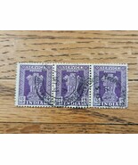 India Stamp 15np Used Violet Strip of 3 - $2.84