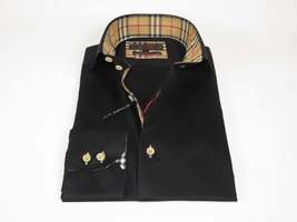 Men's AXXESS Turkey Sports Dress Shirt 100% Soft Cotton High Collar 923-04 Black image 9