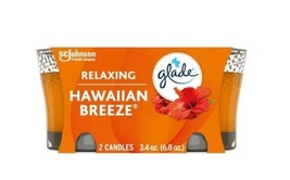 Glade Scented Glass Candle, Relaxing Hawaiian Breeze, 2 Candles, 3.4 Oz Each - £10.22 GBP