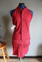 Women&#39;s 1705 Vintage Market Red/Black Plaid Button Front Boyfriend Apron... - £15.50 GBP