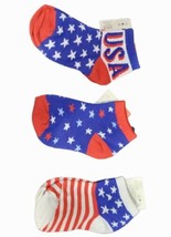 Kids Patriotic Crew Socks Unisex Lot Of 3 Red/White/Blue Stars Size 5 - 6 1/2 - £7.78 GBP