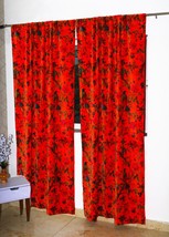 Bohemian Orange Bird Printed Velvet window Curtains Set Perfect for Living Room - £60.73 GBP+