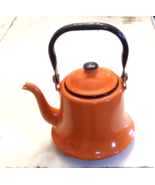 OTO Orange &amp; Black Enamel Teapot Swing Handle MCM VTG Kettle Japan Ename... - £25.93 GBP