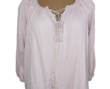 Chaps women&#39;s dusty rose mauve blouse M crinkle gauze look peasant top t... - $13.50