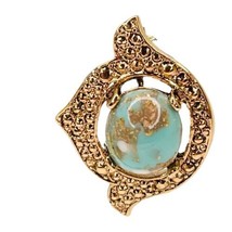 Sarah Cov SINGLE Earring Clip Gold Tone Blue Stone Replacement Mismatched 1” - £12.11 GBP