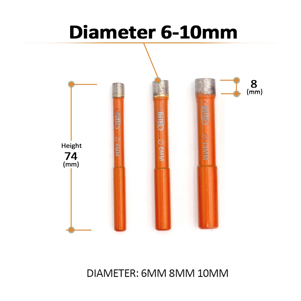 BGTEC 10pcs Diameter 10mm  Welded Drilling Core Bits (Wet) M14 thread for drilli - £187.21 GBP