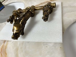 Antique bronze dragon widespread bathroom Lavatory sink Faucet wall mounted - £787.71 GBP
