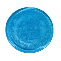 Rhodorsil Silicone Sealant Blue Glass Coaster NGA 1986 Nashville Tenness... - €9,90 EUR