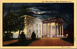 Washington D.C. White House at Night Linen Posted 1935 Antique Postcard - £5.99 GBP