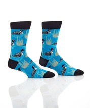 Yo Sox Men's Premium Crew Socks Loon Motifs Blue Cotton Antimicrobial 7-12