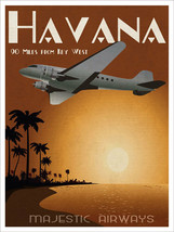 Havana Majestic Airways Plane Airplane Vintage Metal Sign - £15.76 GBP