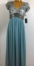 Adrianna Papell V Neck Cap Sleeves SLA Beaded Bodice Gown Size 6 New $38... - $117.81