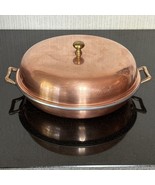Solid Copper Casserole Dish With Lid Brass Handles Small Ovenware Stew P... - €31,93 EUR