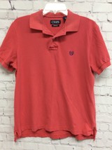 Chaps Mens Stretch Logo Collared Short Sleeve Coral Polo Pullover Shirt S - £3.89 GBP