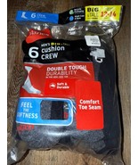 Hanes ~ 6-Pair Black Socks Crew Cotton Blend Big &amp; Tall ~ Size 12-14 - $30.11 CAD