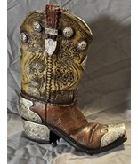 Western Cowboy Boot Resin Figurine 8.5” Rustic Country Western Decor Vase - $405.11 MXN