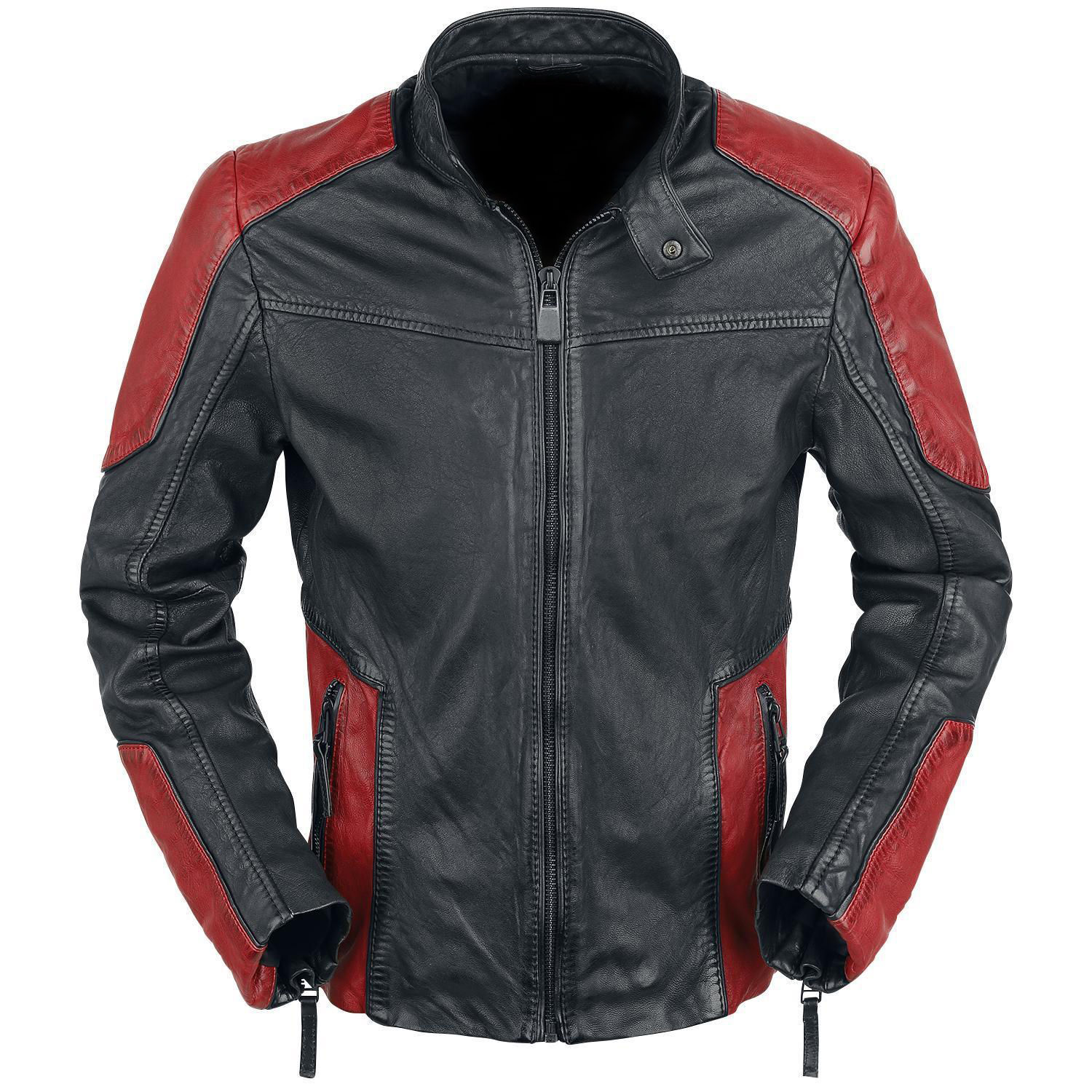 New Handmade Men's Red Black Biker Motorcycle Leather Jacket, Men's Fashion Jack
